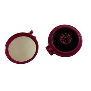 Compact Pink Travel Mirror and Brush